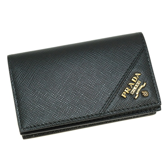 Prada Holder Business Black Case Leather Saffiano - Picture 1 of 13